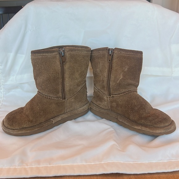 Bearpaw boots Unisex girl tan brown suede faux fur lined Size 10 preloved - Picture 6 of 7